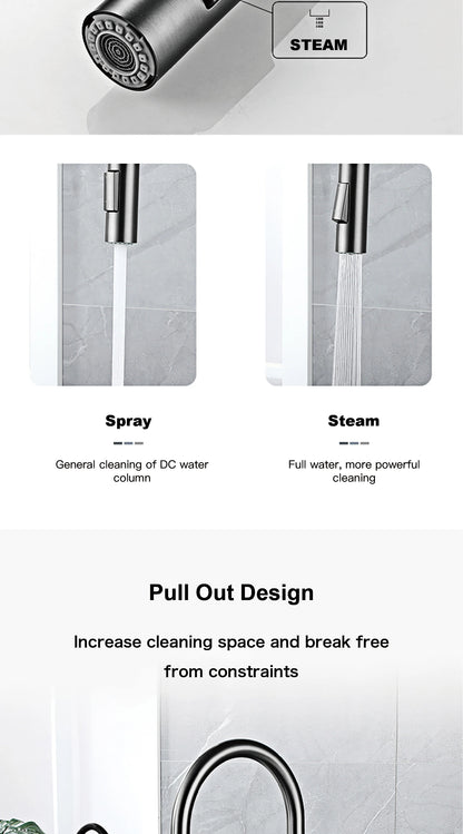 Modern Style Gun Gray Pull-Out Faucet Handle &Cold
