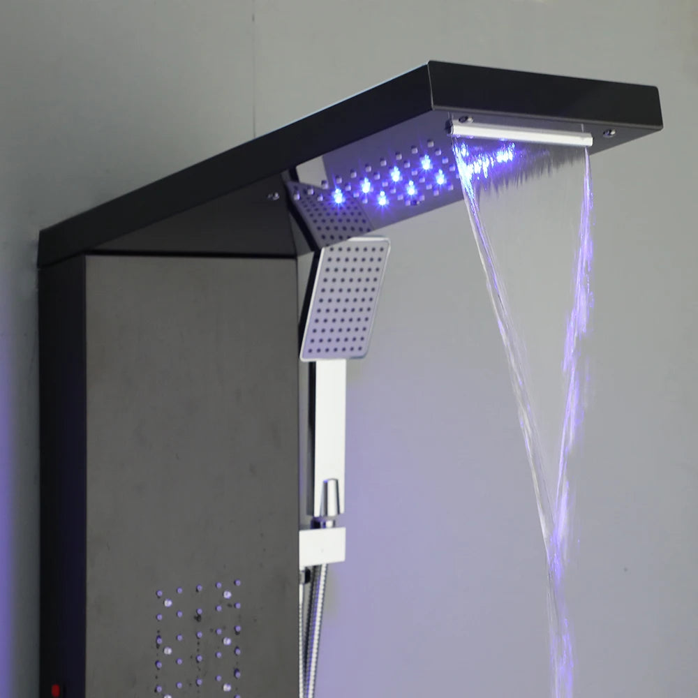 Zappo Shower Panel Tower System Led Rainfall Waterfall