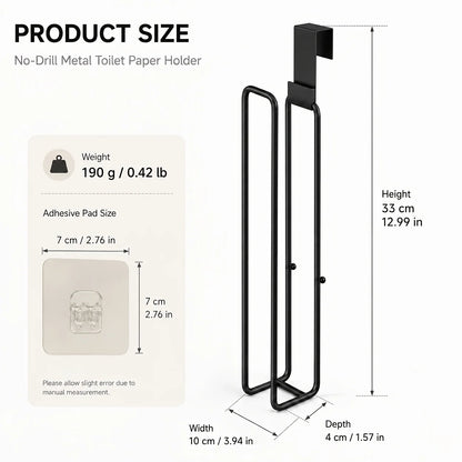 Self-Adhesive Toilet Paper Holder Black Iron Bathroom Tissue