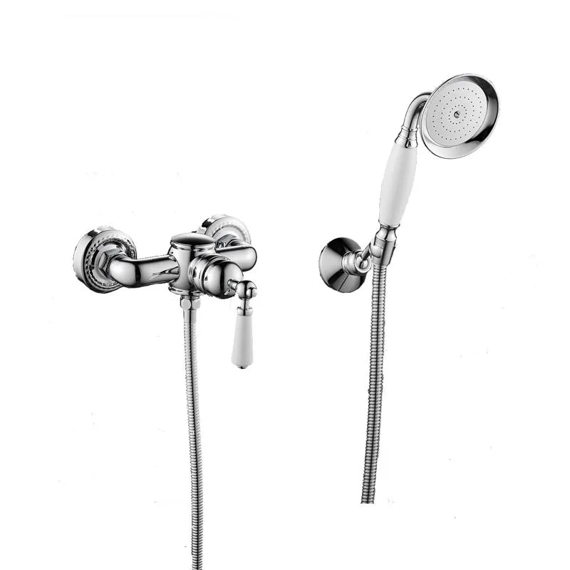 French Vintage Silver Bathtub Without Underflow Faucet Shower