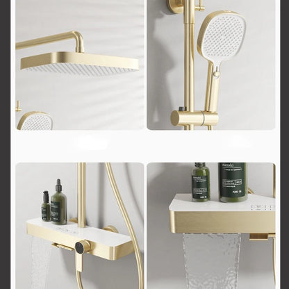 Brushed Gold Cold Bathroom Shower 12 Inch Rain