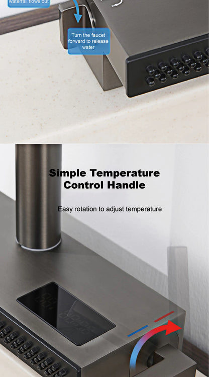Luxury Gunmetal Brass Led Digital Display Faucet Hole