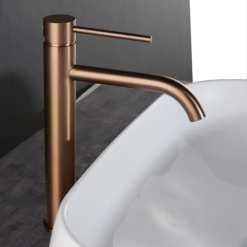 Brushed Gold Bathroom Basin Faucet Cold Mixer Water
