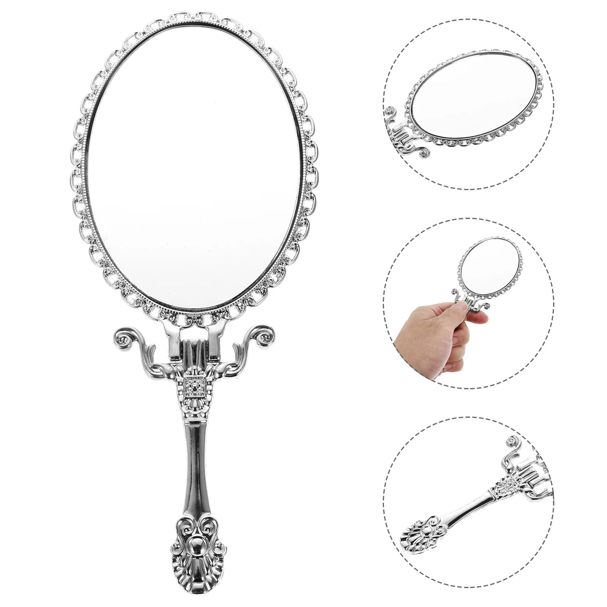 Zinc Alloy Handheld Compact Mirror Makeup Mirror Handle