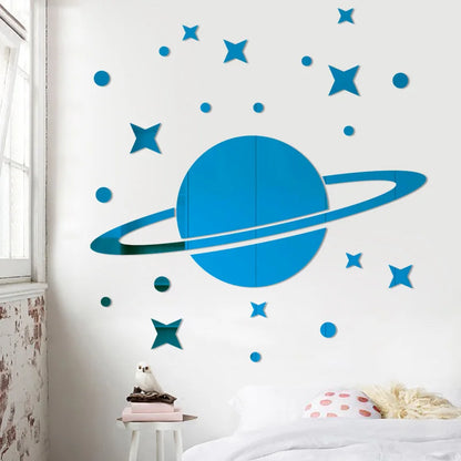Acrylic Star Moon Planet 3d Mirror Wall Sticker