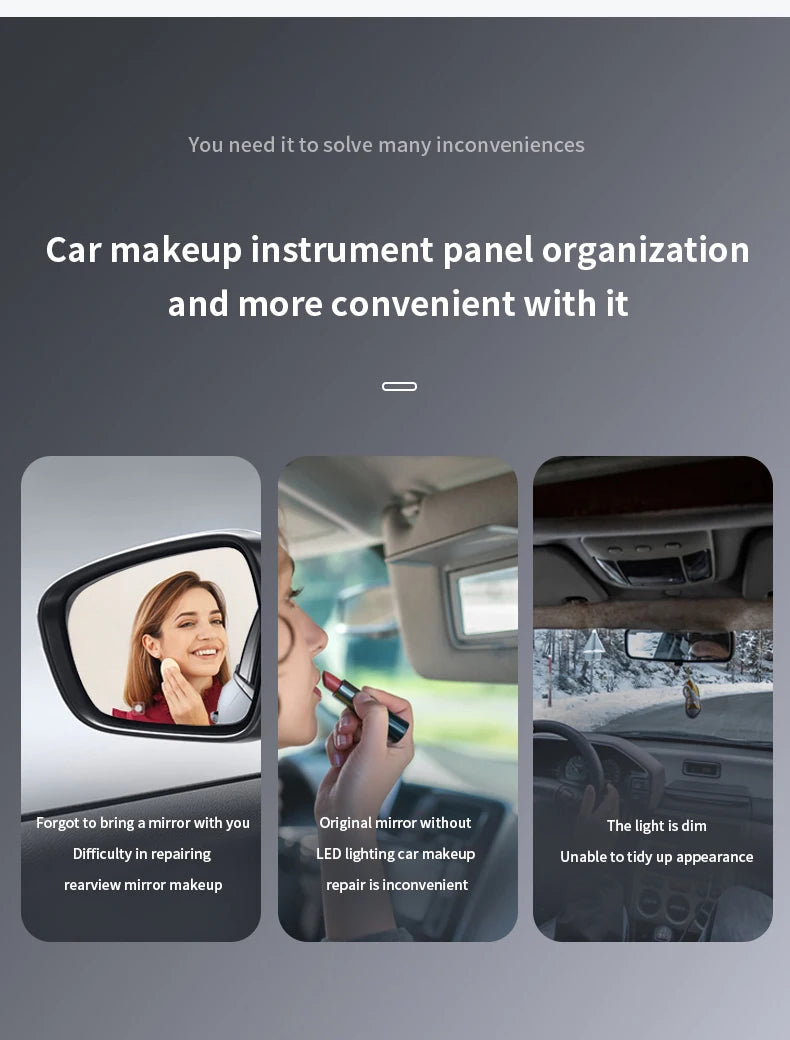 Rechargeable Led Car Sun Visor Vanity Mirror Hd