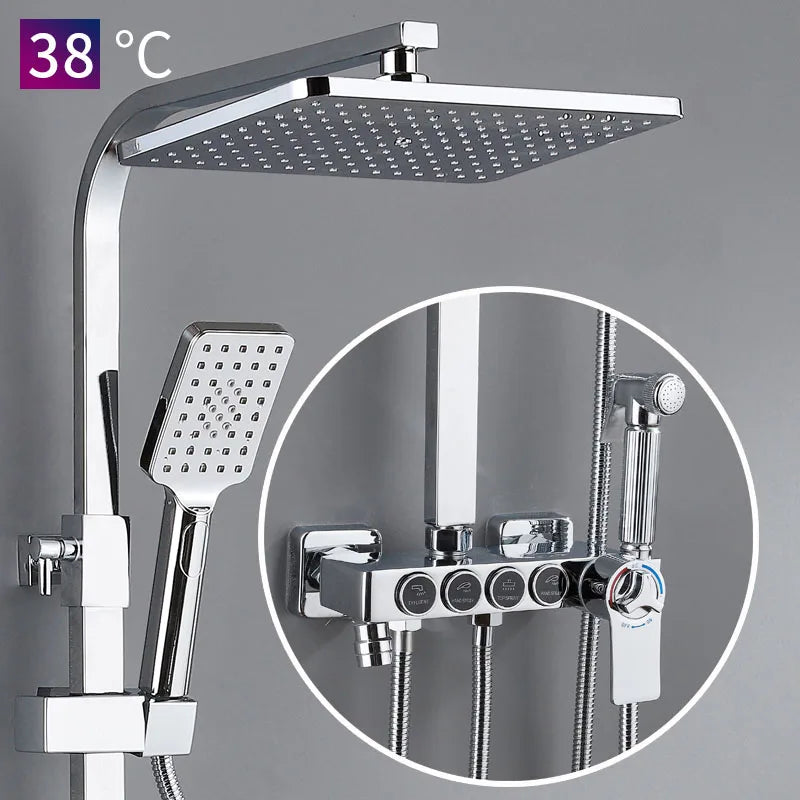 Smart Thermostatic Digital Bathroom Shower 12 Inch Rainfall