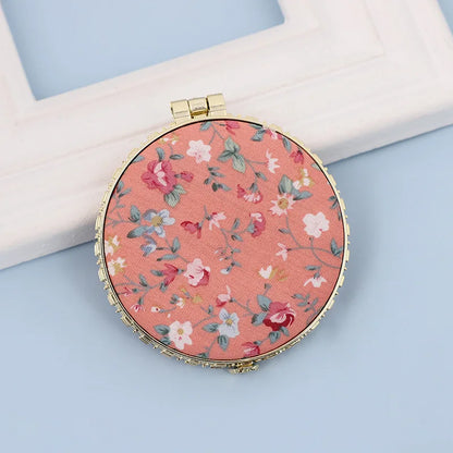 Vintage Foldable Makeup Mirror Mini Heart Round Makeup