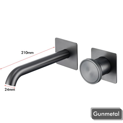 Brushed Gold Basin Faucet Recessed Control Switch Tap