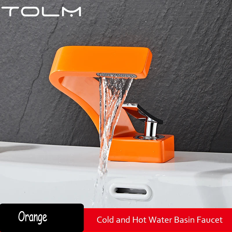 Tolm Basin Faucet Modern Bathroom Mixer Tap Orange