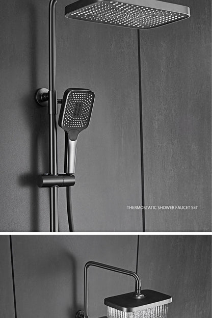Luxury Gun Gray Brass Bathroom Shower System Digital