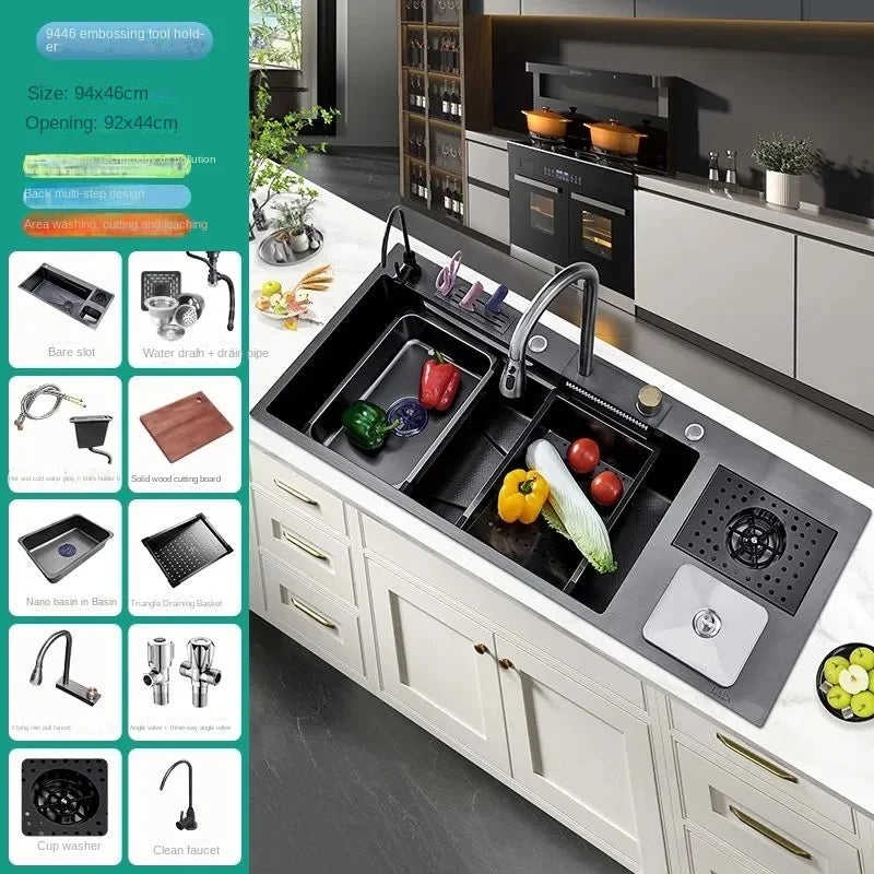 Flying Rainwaterfall Sink Stainless Steel Large Big Garbage