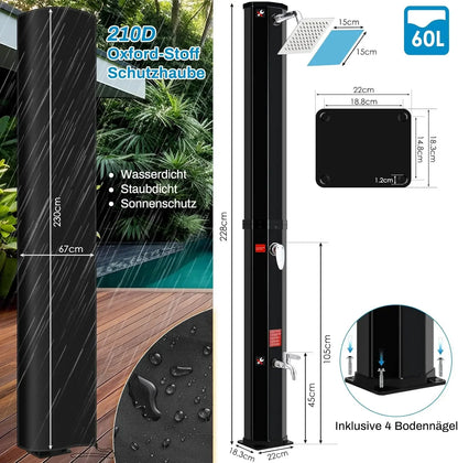 60l Freestanding Outdoor Solar Heated Shower Outdoor Pool