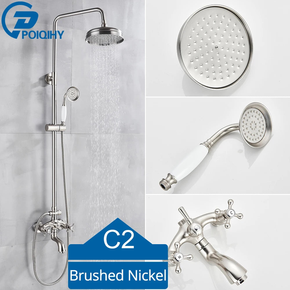 Bathroom Shower Faucet Brass Rainfall Shower Mixer Tap