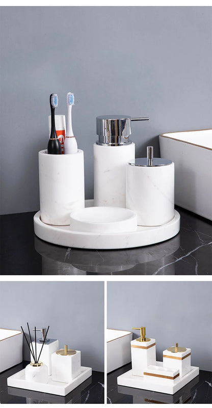 Volakos White Natural Marble Bathroom Minimalism Soap Dispenser
