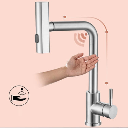 Touch Waterfall Faucet Brushed Gold Cold Pull Out