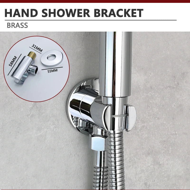 Square Hand Shower Bracket Brass Body Angel Adjustable