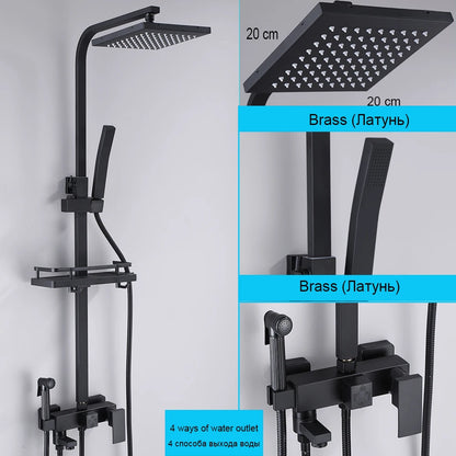 Matte Black Shower Faucet Rainfall High Quality All