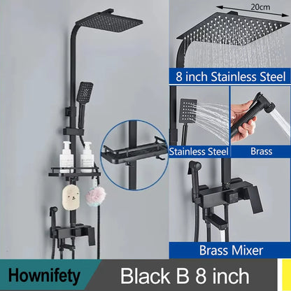 Golden Shower Faucet Rainfall 3/4-Way Bathtub Tap Bathroom