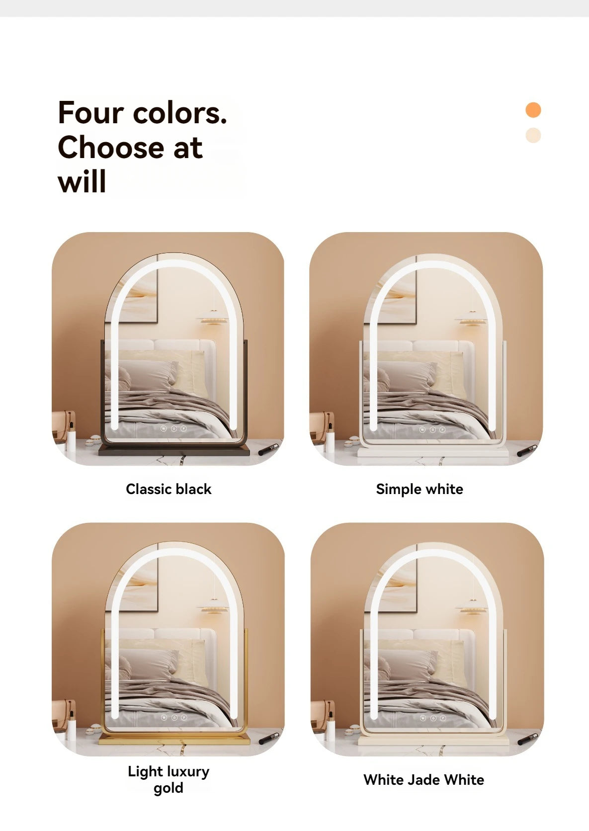 Large Arch-Shaped Makeup Mirror Led Light Desktop Vanity