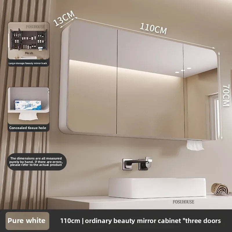 Arc-Shaped Smart Bathroom Mirror Cabinet Wall-Mounted Bathroom
