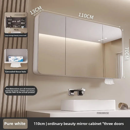 Arc-Shaped Smart Bathroom Mirror Cabinet Wall-Mounted Bathroom