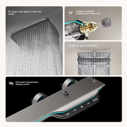 Digital Display Shower Bathroom Rainfall Piano Button Showers