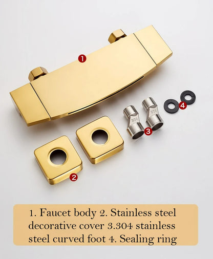 Brushed Gold Bath Shower Faucet Brass Bathtub Faucet