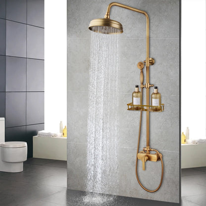 Kemaidi Antique Shower Bathroom Bath Shower Faucet W/Shelf