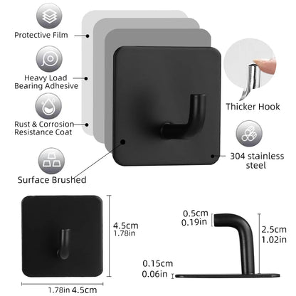 4pcs Strong Adhesive Wall Hook Sticker Hanging Coat