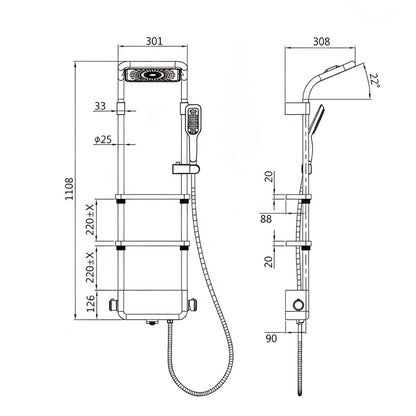 Modern High End Bathroom Shower Faucet Rainfall Waterfall