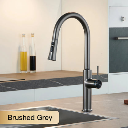 Aitana Pull Out Design Gun Grey Faucet Simple