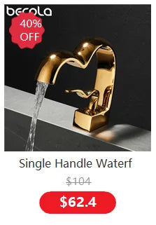 Becola All Copper Gold/Chrome/Brushed Duckbill Waterfall Faucet