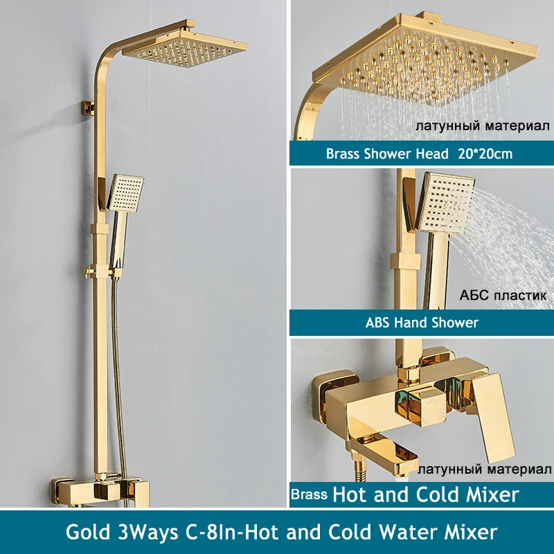 Shinesia Black/Chrome Bathroom Shower System Rainfall Shower