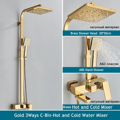 Shinesia Black/Chrome Bathroom Shower System Rainfall Shower