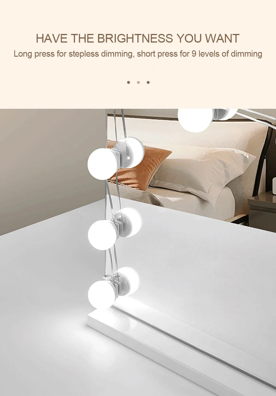 Usb Tri-Color Dimming Hollywood Mirror Headlamp Mirror Lamp