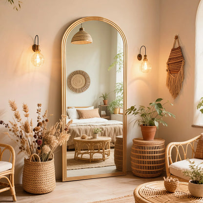 Arc Full Body Mirror 160x50cm Solid Wood Frame