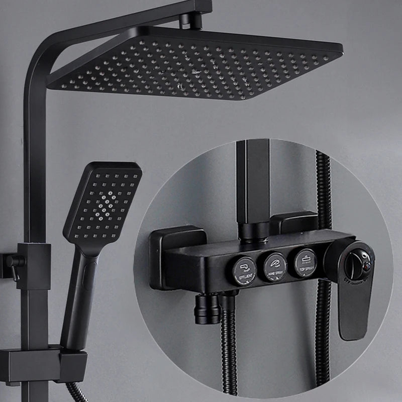 White Gold Thermostatic Shower System Quality Brass Cold