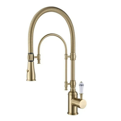 Brushed Gold Pull Out Faucet Sink Mixer 360