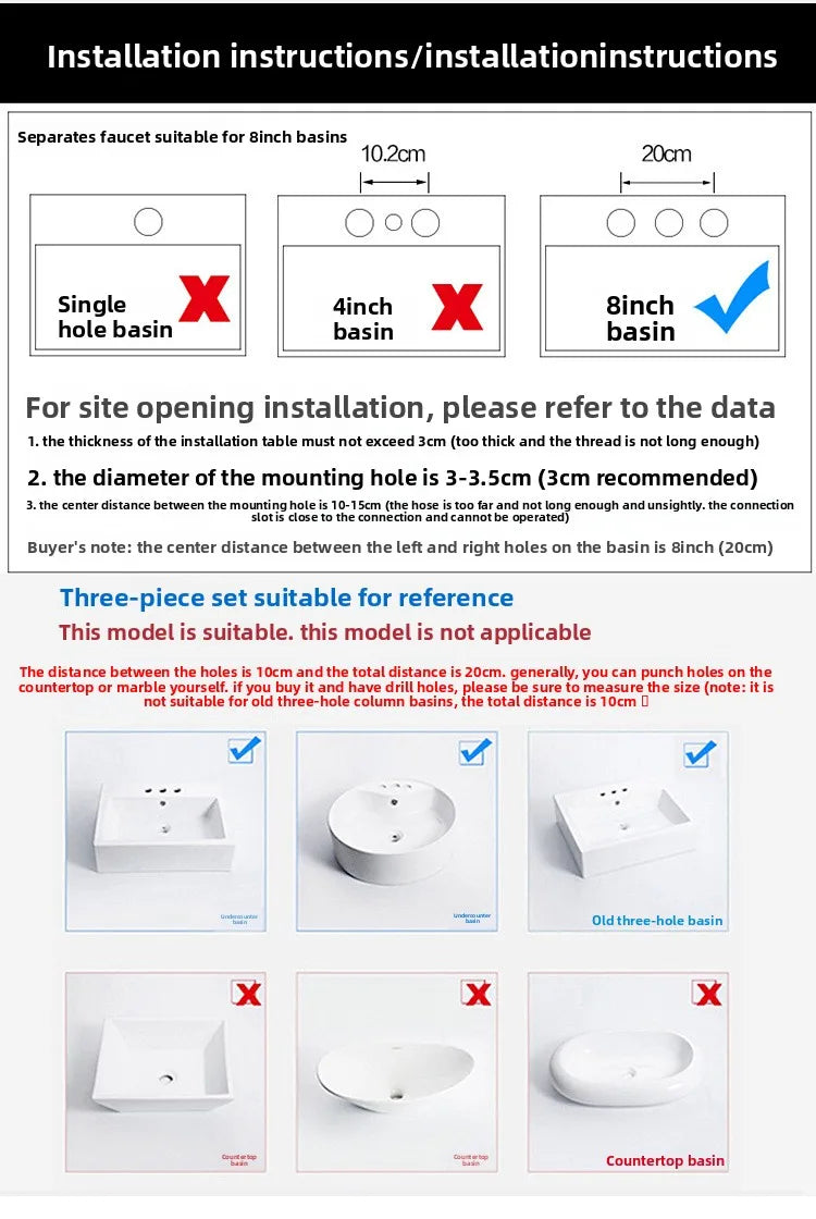 Widespread Bathroom Sink Faucet Hole Deck Mounted Dual