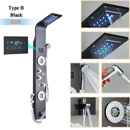 Luxury Bathroom Shower Panel Waterfall Rainfall Shower Head