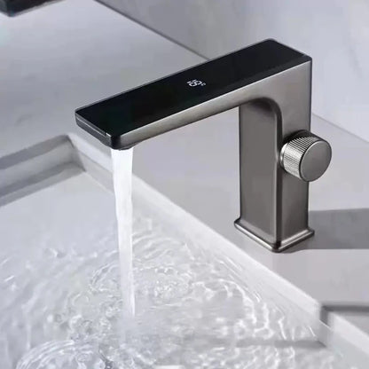 Gun Grey Smart Sensor Basin Faucet Digital Display