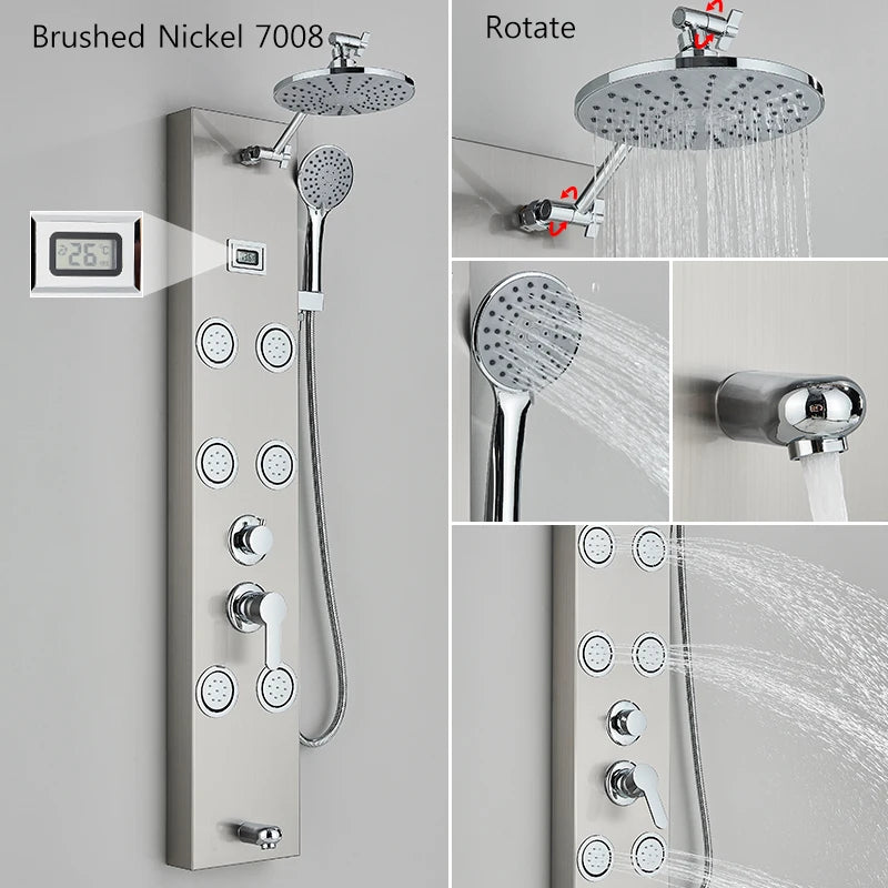 Bathroom Wall Mount Shower Panel Rainfall Shower Head/Massage