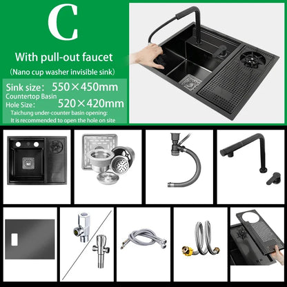Hidden Cup Washer Nano 304 Stainless Steel Sink