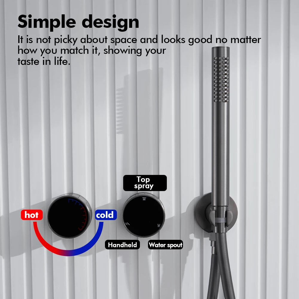 Gunmetal Shower Faucet Or Ways Concealed Box Bathroom