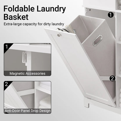 Sobuy Bzr104 High Wardrobe Fold-Out Bathroom Wardrobe Narrow