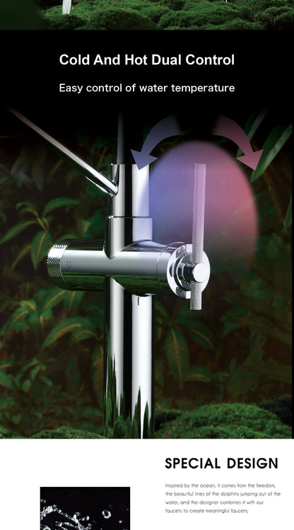 Modern Gun Grey Brass 3-In-1 Hole Faucet Separate