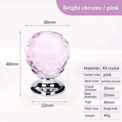 Colorful Crystal Glass Ball Pulls Knobs Wardrobe Door
