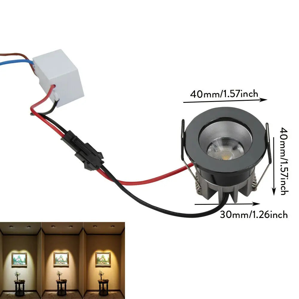 5pcs 40mm 57inch Dimmable Mini Led Cob Downlights
