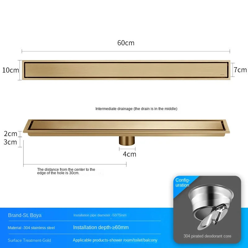 Luxury Hidden 304 Stainless Steel Rectangular Floor Drain